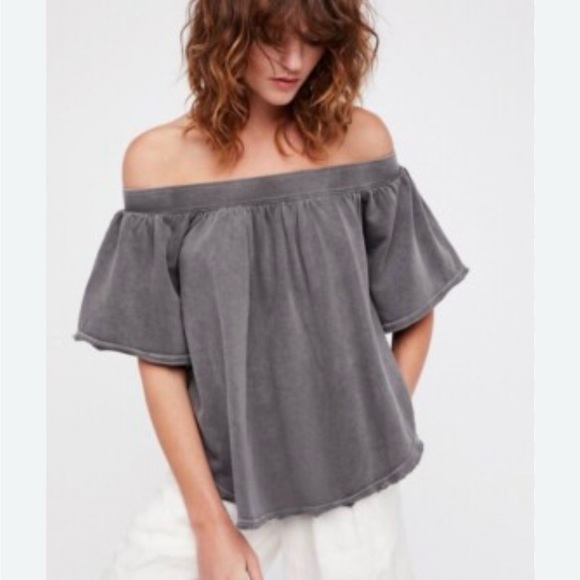 Free People Kiss Me off the shoulder dolman flutter sleeve sweatshirt - Picture 3 of 9